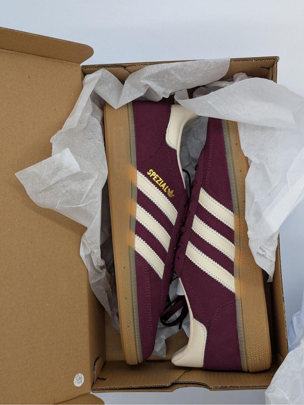 Women's Size 9 Adidas Handball Spezial Maroon Burgundy White Sneakers JP8726 New - Picture 9 of 9